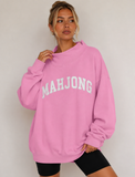 Mahjong Embroidered Oversized Mock Neck Top
