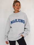 Mahjong Embroidered Oversized Mock Neck Top