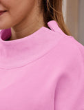 Mahjong Embroidered Oversized Mock Neck Top