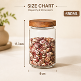 Acacia Wood Lid Glass Storage Jar – Airtight Pantry Canister for Dry Food