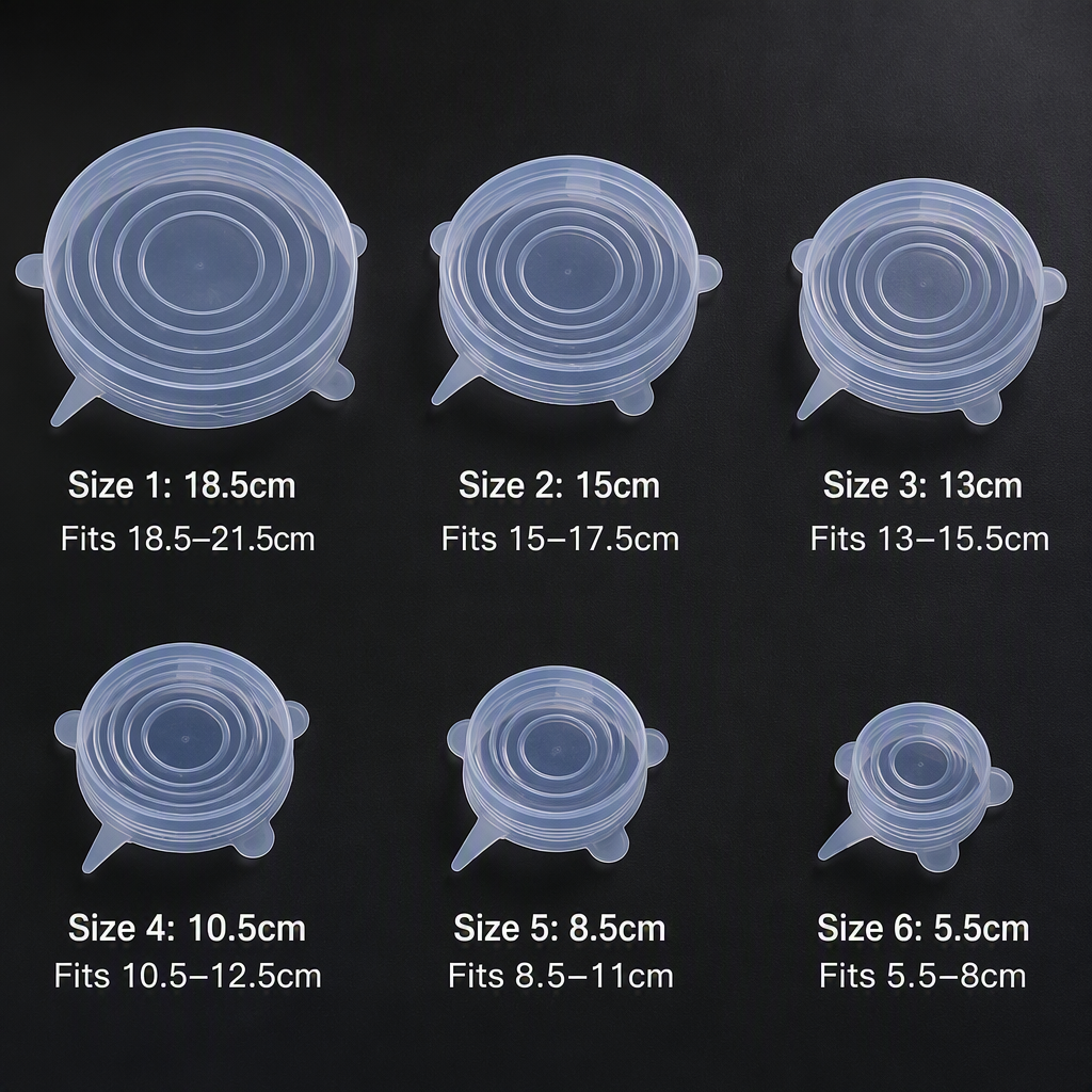 Silicone Food Preservation Lids Reusable Sealing Bowl Covers Heat-Resistant Transparent Stretch Lid for Kitchen Food Storage