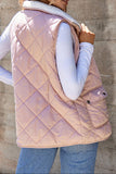 Pink Fleece Lined Quilted Vest Coats