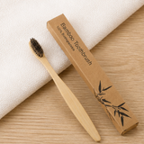 Natural Bamboo Toothbrush with Pig Bristle / Horsehair – Adult Flat-Head Wooden Handle Toothbrush for Sensitive Gums & Deep Cleaning
