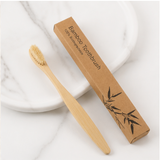 Natural Bamboo Toothbrush with Pig Bristle / Horsehair – Adult Flat-Head Wooden Handle Toothbrush for Sensitive Gums & Deep Cleaning