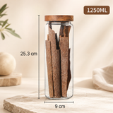 Acacia Wood Lid Glass Storage Jar – Airtight Pantry Canister for Dry Food