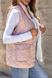 Pink Fleece Lined Quilted Vest Coats