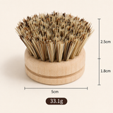 Long Handle Wooden Pot Brush with Replaceable Head – Natural Bristle Dish Scrubber for Pots, Pans, Cookware & Kitchen Cleaning