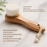 Bamboo Charcoal Facial Cleansing Brush – Long-Handled Beech Wood Face Scrubber with Soft Bristles for Deep Cleansing