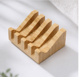 Natural Bamboo Soap Dish – Hollow Drainage Soap Holder with Anti Slip Tray for Bathroom, Kitchen & Shower