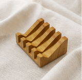 Natural Bamboo Soap Dish – Hollow Drainage Soap Holder with Anti Slip Tray for Bathroom, Kitchen & Shower