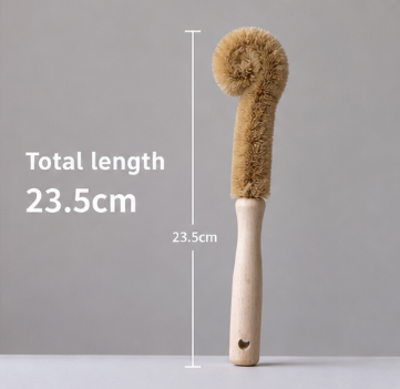 Coconut Coir Brush Small Cup Cleaning Brush Wooden Handle Bottle Brush Glass Cup Scrubber Pot Brush