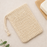 Handmade Cotton Linen Soap Pouch Bubble Net Bath Scrubber Shower Wash Bag Hanging Drawstring Massage Soap Saver Bag