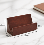 Solid Wood Business Card Holder – Minimalist Desk Name Card Stand, Office Tabletop Card Display Rack for Reception
