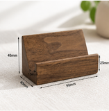 Solid Wood Business Card Holder – Minimalist Desk Name Card Stand, Office Tabletop Card Display Rack for Reception