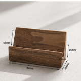 Solid Wood Business Card Holder – Minimalist Desk Name Card Stand, Office Tabletop Card Display Rack for Reception