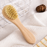 Short Handle Pig Bristle Facial Cleansing Brush Pore Cleaning Small Face Brush Bath Body Scrub Brush
