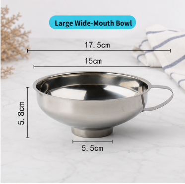 Stainless Steel Wide-Mouth Funnel Large Diameter Oil Funnel Sauce Ketchup Jam Filler Kitchen Tool