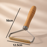Wooden Handle Lint Remover – Double-Sided Metal Fabric Shaver Brush for Wool Coats