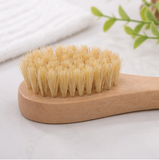 Short Handle Pig Bristle Facial Cleansing Brush Pore Cleaning Small Face Brush Bath Body Scrub Brush
