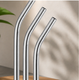Stainless Steel Straw Set with Cleaning Brush – Reusable Metal Drinking Straws for Milk Tea