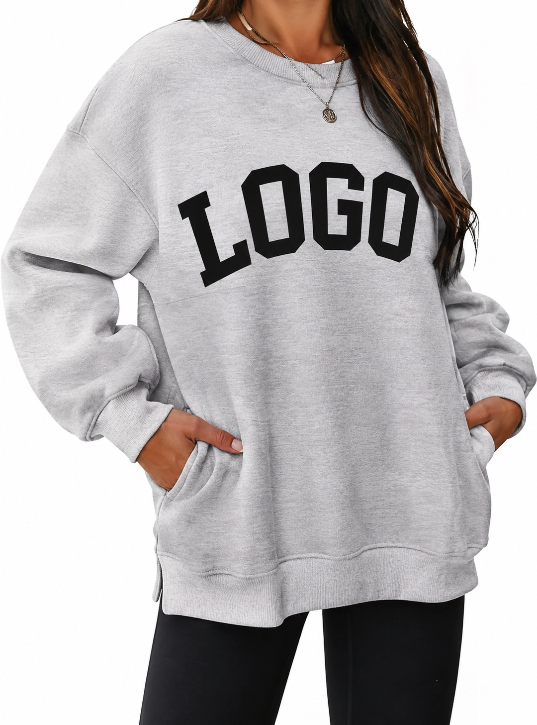 Custom Oversized Long Sleeve Top with Pockets – Personalized Logo & Design