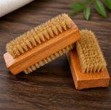 Natural Wooden Pig Bristle Nail Cleaning Brush Exfoliating Hand Scrub Brush Soft Bristle Hand Wash Brush