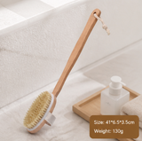 Pig Bristle Long Handle Bath Brush Shower Brush Body Scrubber Dry Brush Back Scrubber Exfoliating Cleaning Brush