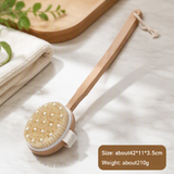 Pig Bristle Long Handle Bath Brush Shower Brush Body Scrubber Dry Brush Back Scrubber Exfoliating Cleaning Brush