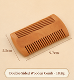 Double-Sided Peach Wood Comb Fine Tooth Dense Comb Beard Mustache Grooming Brush
