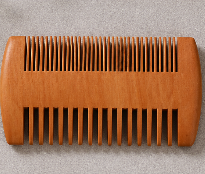 Double-Sided Peach Wood Comb Fine Tooth Dense Comb Beard Mustache Grooming Brush