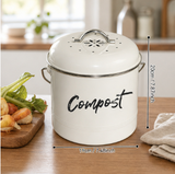 Metal Compost Bin with Handle Round Sealed Storage Container Kitchen Scrap Bucket with Lid Kitchen Organizer