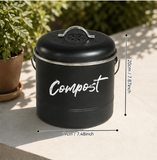 Metal Compost Bin with Handle Round Sealed Storage Container Kitchen Scrap Bucket with Lid Kitchen Organizer