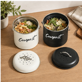 Metal Compost Bin with Handle Round Sealed Storage Container Kitchen Scrap Bucket with Lid Kitchen Organizer