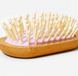 Bamboo Cushion Massage Brush Compact Portable Quick Clean Detangling Styling Paddle Hairbrush